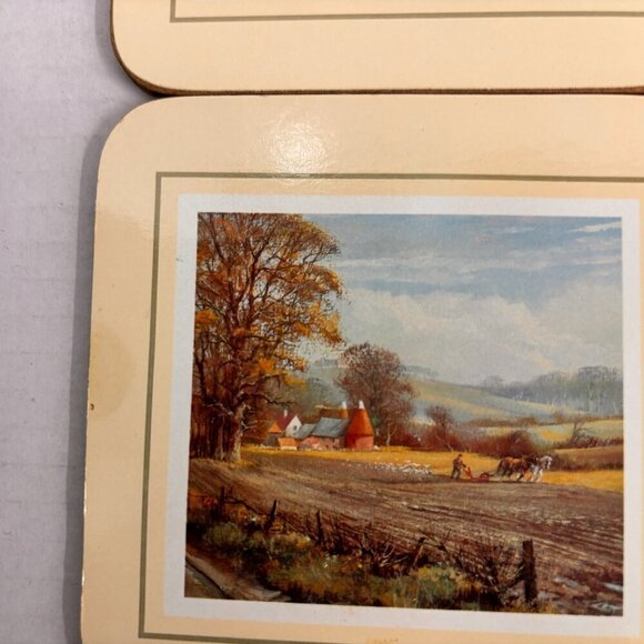 Clover Leaf Cork Coasters w/Box LCC61 Made in England Don Vaughan Landscapes VTG - Picture 3 of 6